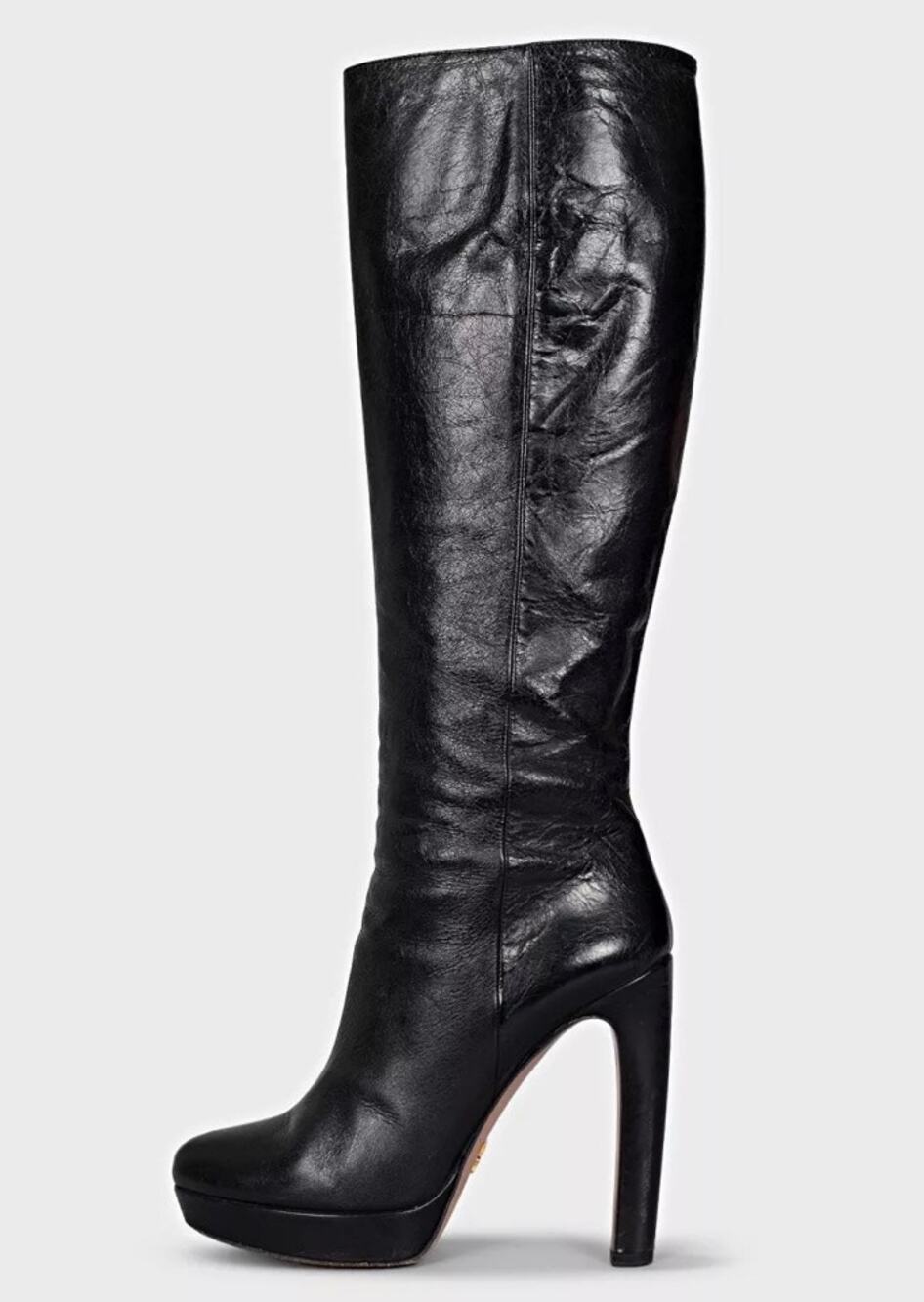 PRADA Black Leather Knee-High Boots — EU 38
